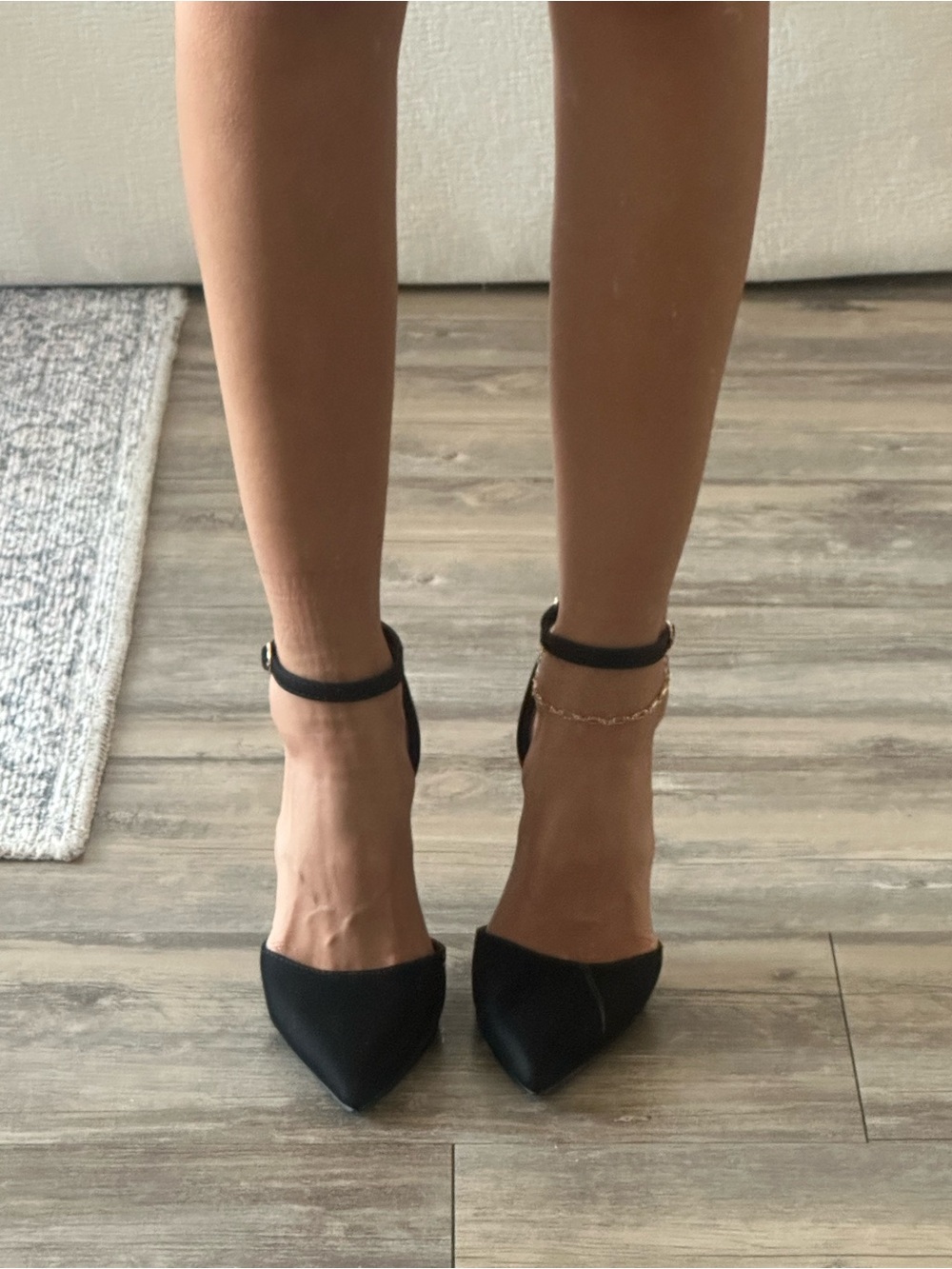 Black Ankle-Strap Pointed Toe Pumps - Picture 2 of 3